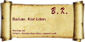 Balan Koridon névjegykártya